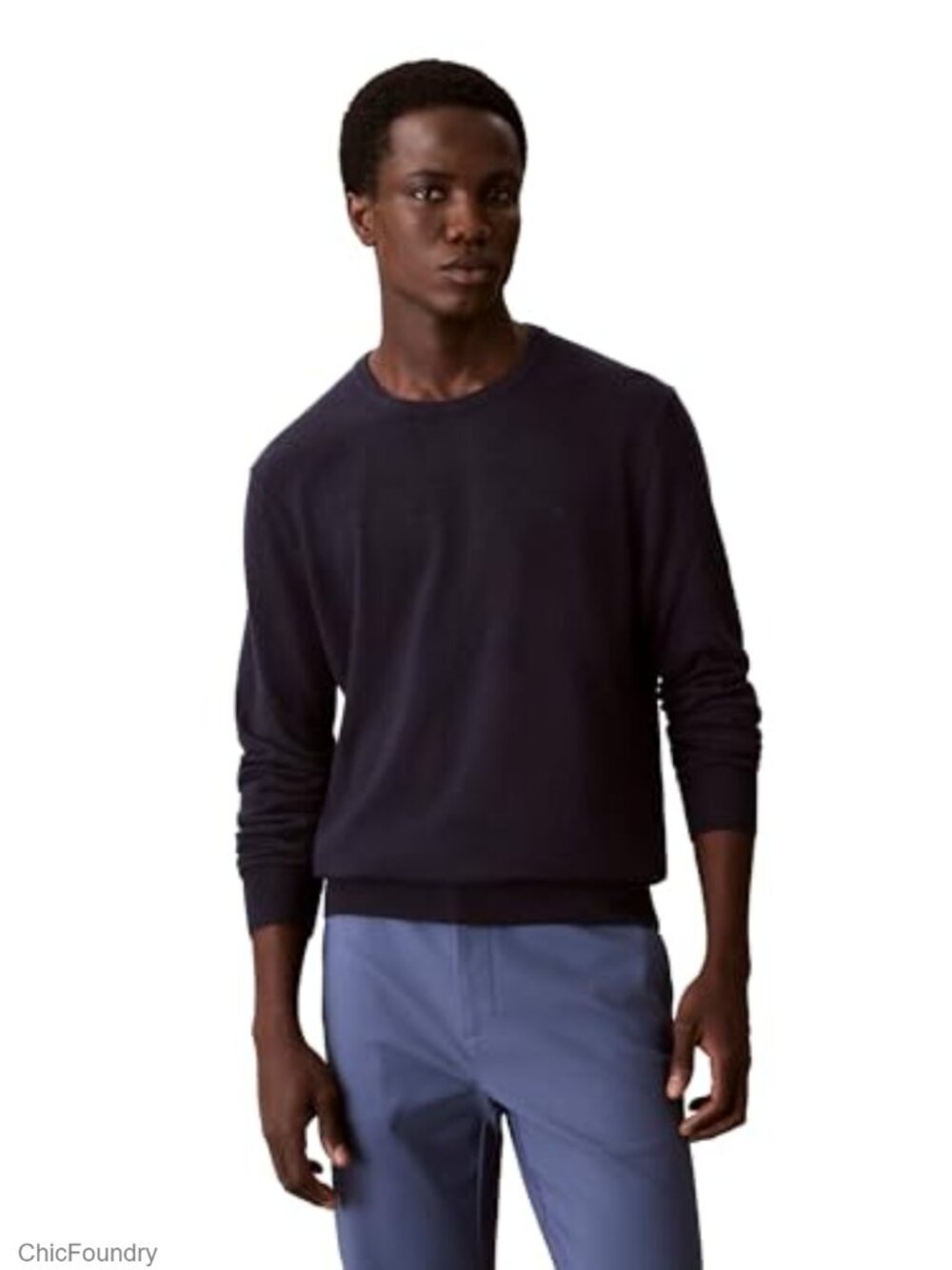 Wool Blend Crewneck Pullover Sweater Classic Fit Long Sleeve